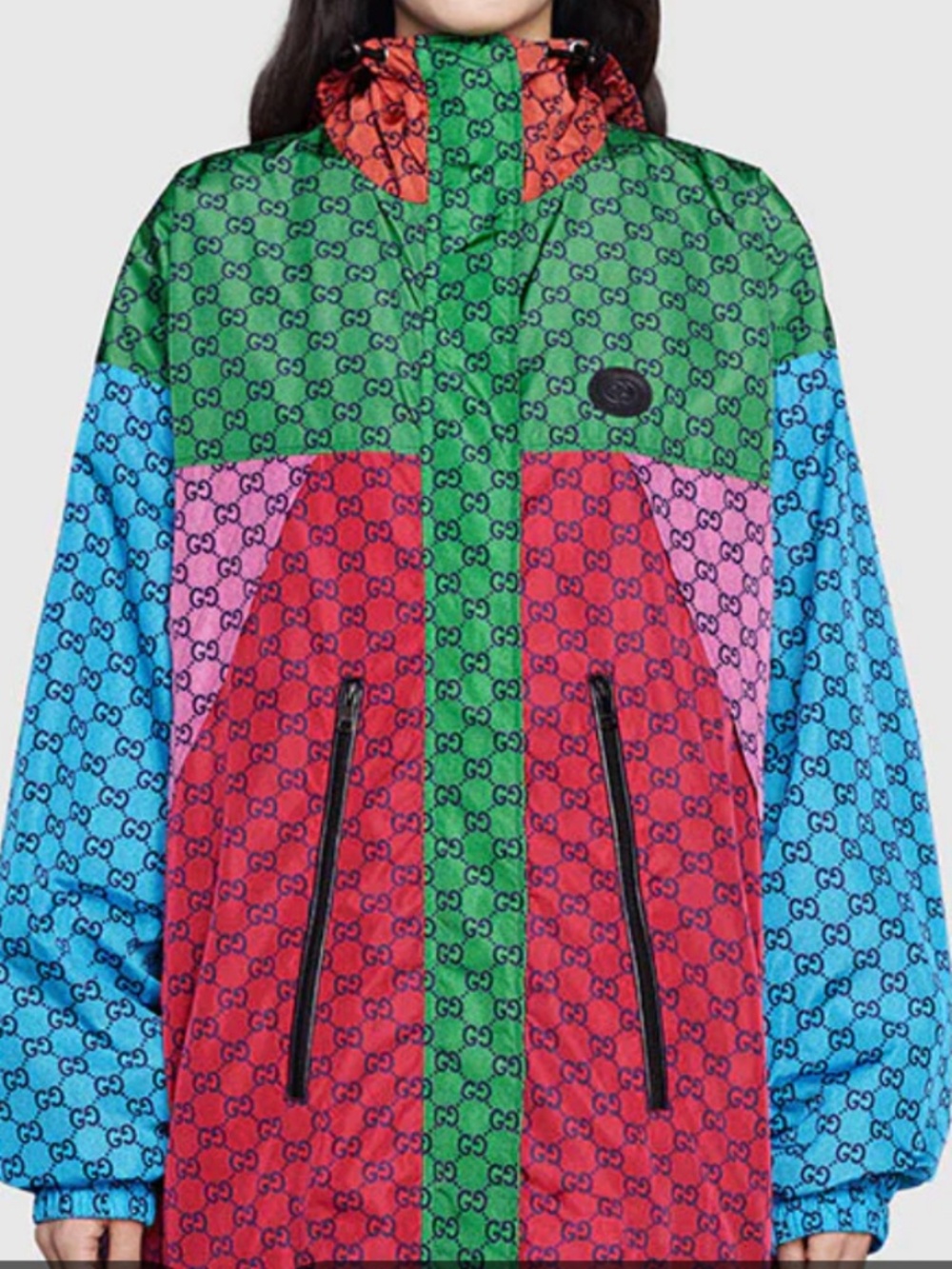 Women’s Gucci Multicolor Windbreaker Nylon Jacket . Size 40/8. Made in l